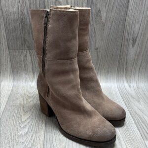 Bos. & Co. Taupe Suede Heeled Boots